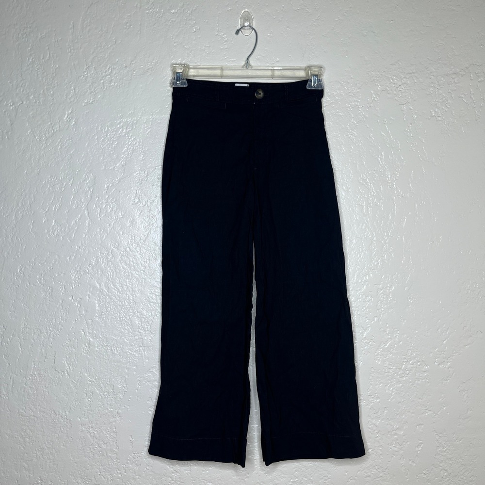 Maeve Anthropologie‎ The Collete Black Wide Leg Cropped Pants High Rise 27P